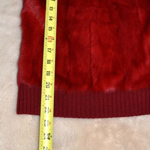 BCBGMaxAzria Red Wool Blend Fur Turtleneck Sweater Vest Sz Small Sleeveless Knit - Picture 9 of 15